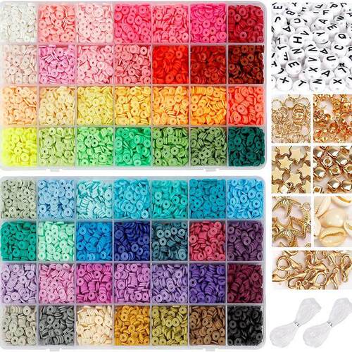Clay Beads Set Bracelet Necklce Making Bead Letter DIY Kits