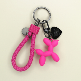 可爱卡通气球狗钥匙扣挂件汽车钥匙链包包情侣男女个性皮绳挂饰