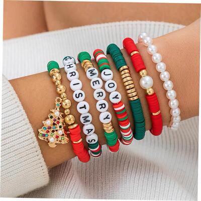 Christmas Bead Set Festival Gift Bracelet圣诞节手炼手饰