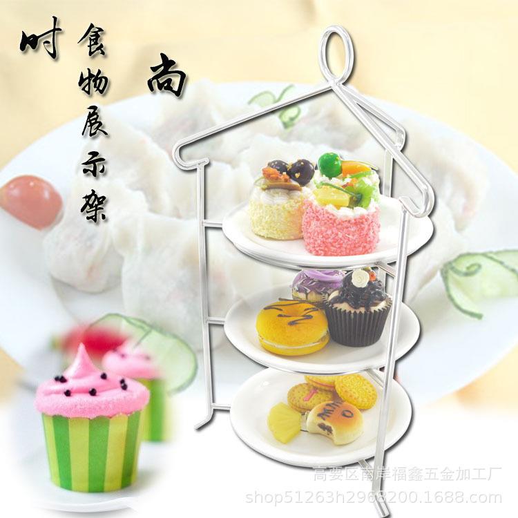 不锈钢三层蔬果架酒店食物展示架 餐厨用品桌面小吃点心架摆台
