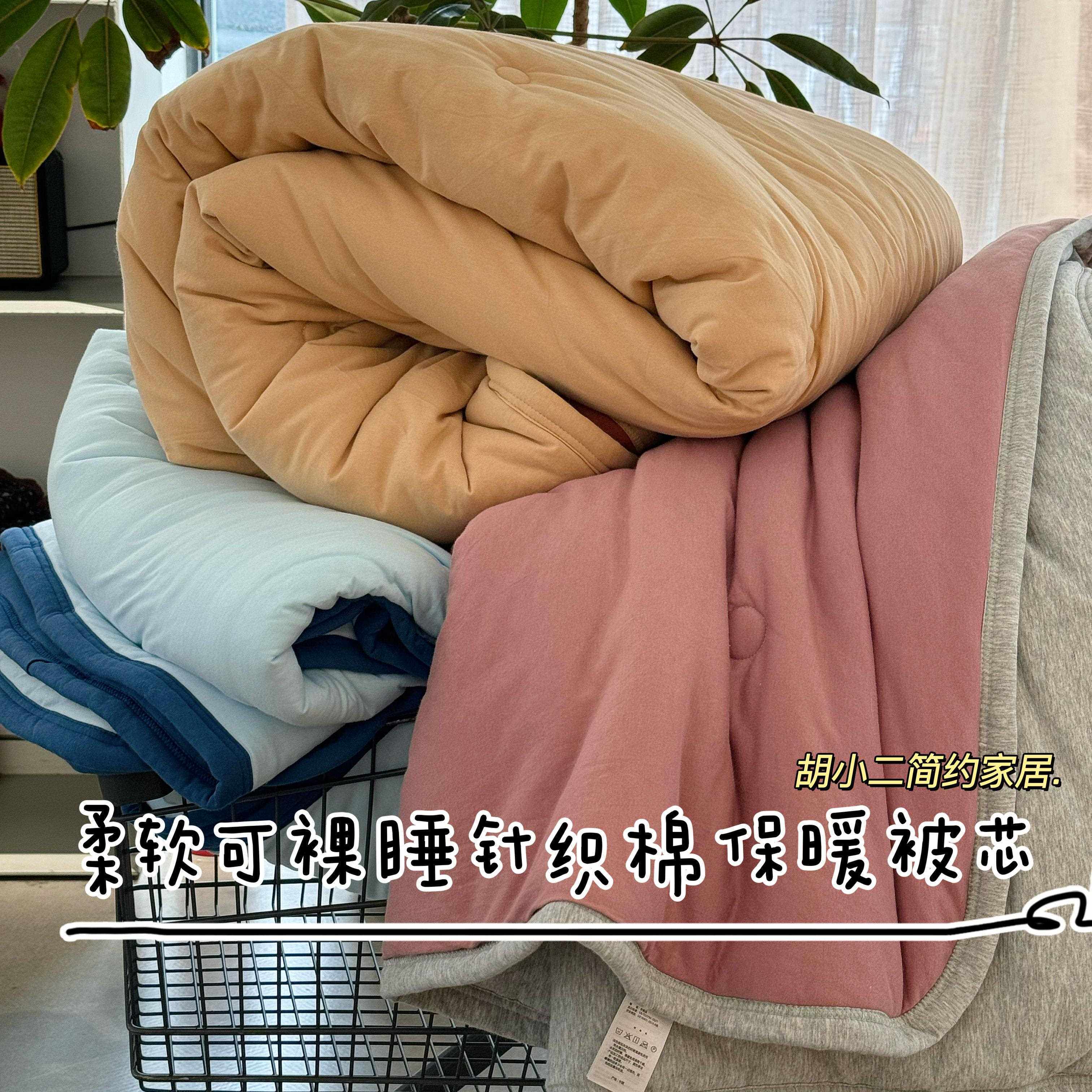 柔软裸睡针织天竺棉春秋被芯可水洗一体被秋冬加厚保暖雪绒被冬被