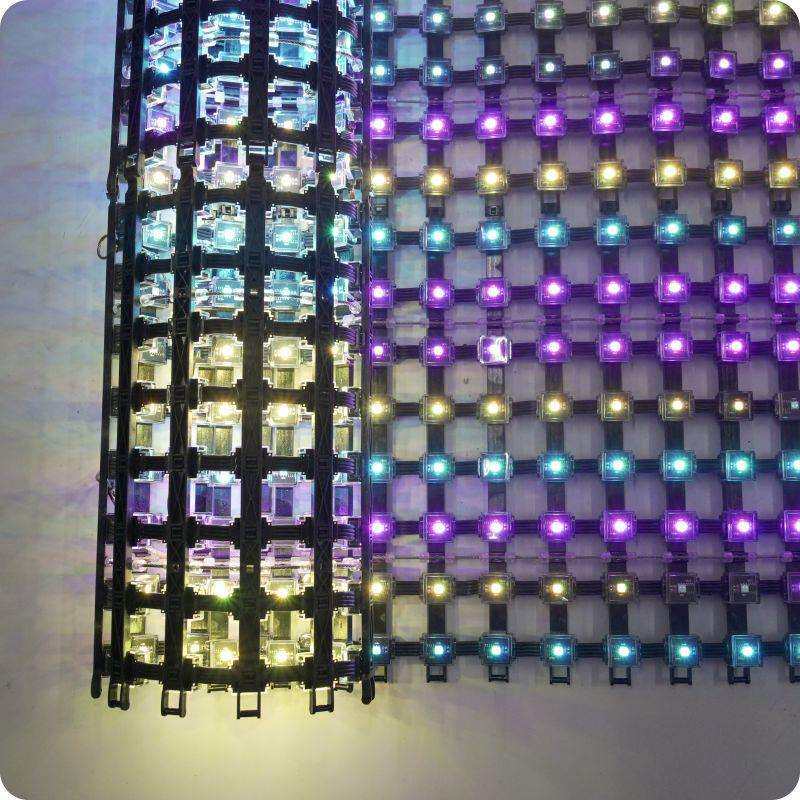 LED网格屏H2020单灯柔性透明异形幕墙天花像素广告亮化网格屏