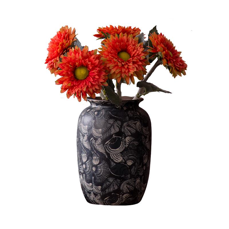 景德镇复古文艺新中式陶瓷花瓶民宿酒店电视柜插干花装饰品摆件