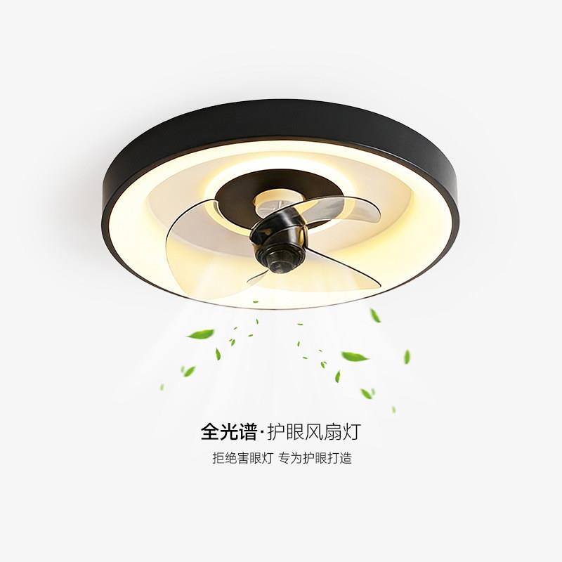 吊扇灯北欧创意个性圆形卧室房间吸顶灯现代简约客厅隐形吊扇灯