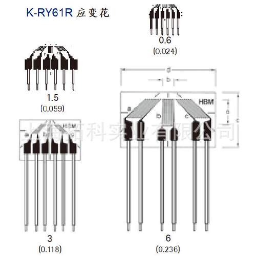 HBM预制导线应变花K-RY8x-0.6/120,K-RY8x-1.5/120, K-RY8x-3/120