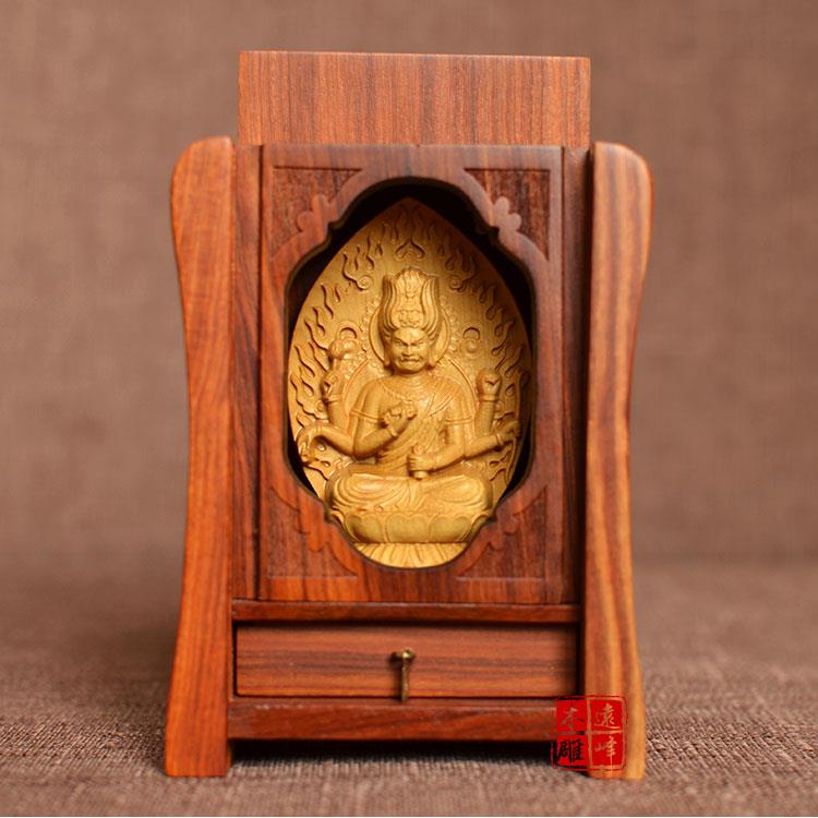 高档黄爱明旺唐密宗佛像便佛龛染口袋佛携堂杨木雕刻工艺品图片