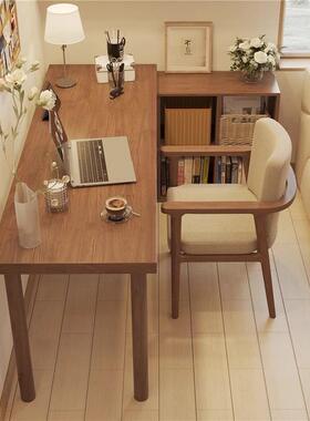 中古风书桌书柜型体书架实木转桌l角落电一脑桌学MBI角习桌带层板