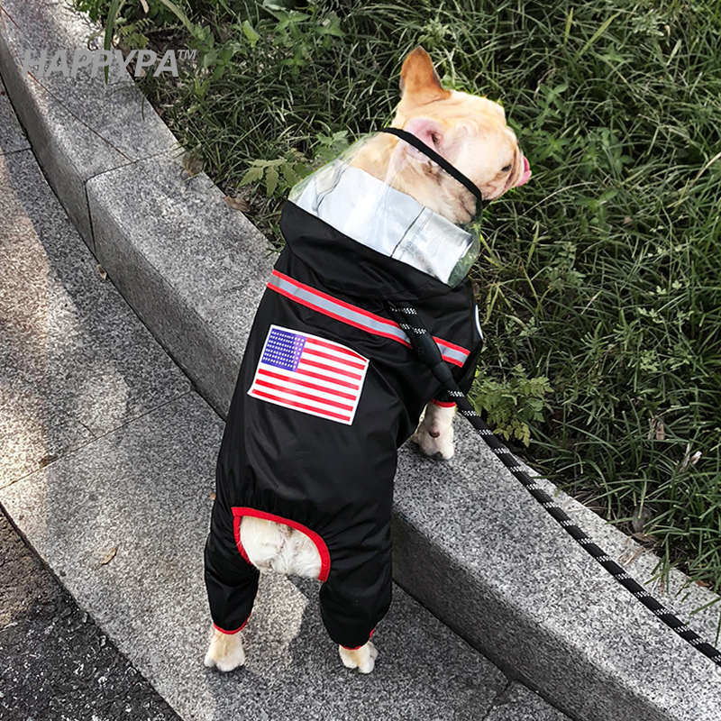 法斗雨衣雨天衣服四脚防水中型犬巴哥法牛宠物斗牛雨披狗狗雨衣