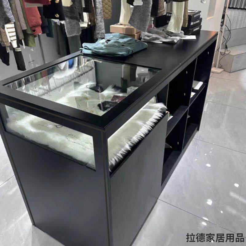 中岛台玻璃橱窗烤漆服装店展示台储物柜装饰柜摆件展台陈列展示桌