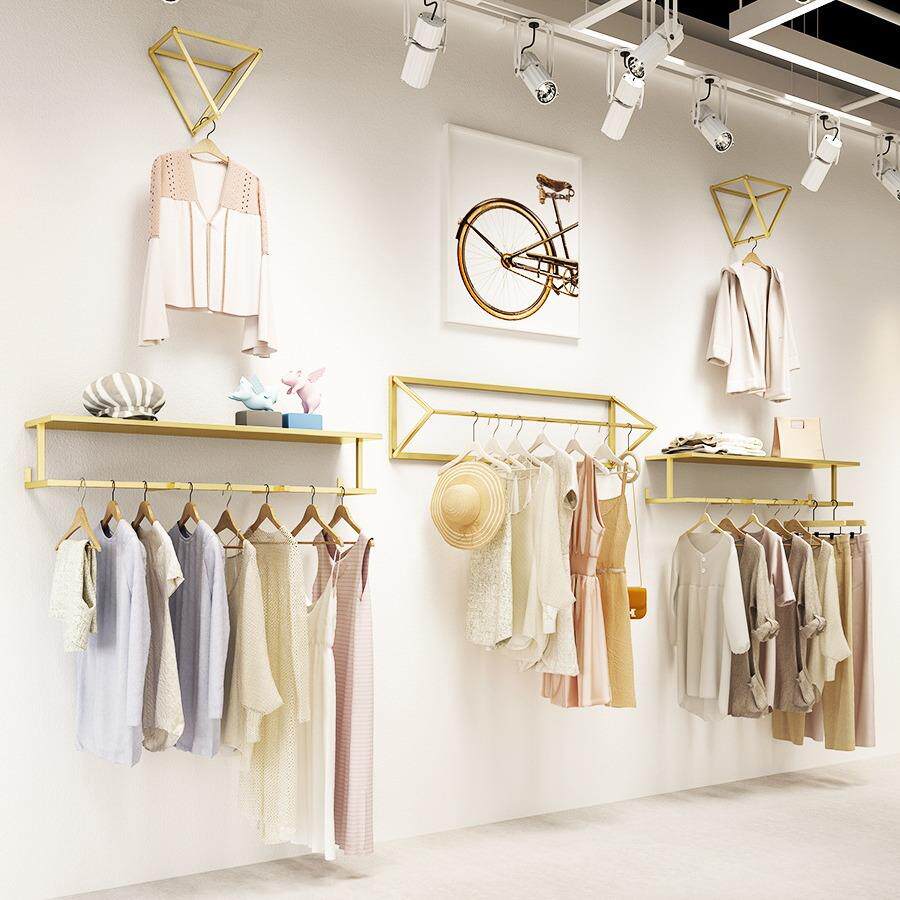 女装店墙上货架服装展示架挂衣服架子童装店衣服上墙陈列架组合