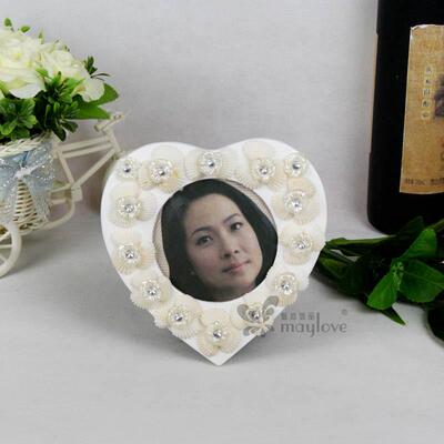 20034贝壳框像花贴钻心形相式欧实用别墅家居装饰框相架摆台送礼