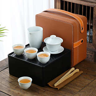 简约户外便携式 旅行茶具套装 陶瓷快客杯一壶四杯办公室功夫泡茶壶