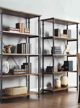 美式复古实木铁隔置架物客厅电视柜组合书艺架储物YPH82132柜收纳