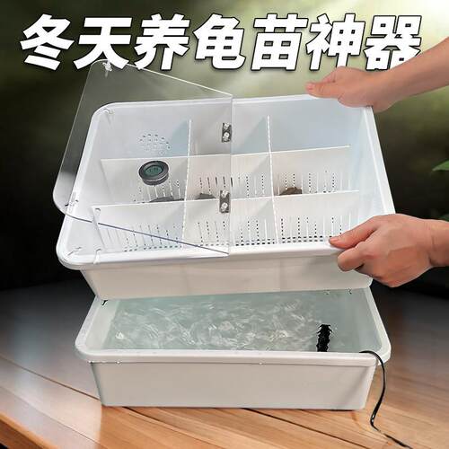 龟缸乌龟苗保温箱粪便分离发色隔离盒加温过冬懒人饲养育苗盆带盖