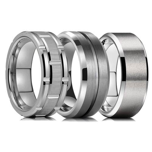 2023 rendy Men 8mm Silver Color Tungsten Wedding Band Ring D