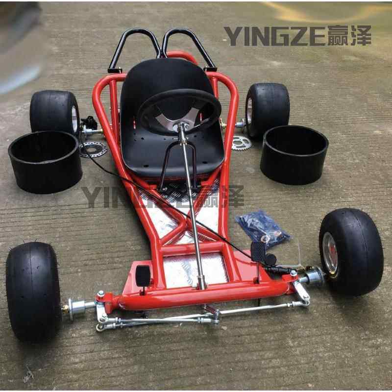 DIY四轮摩托车漂移卡丁车配件全套车架车身前转向后轴后桥5寸轮胎