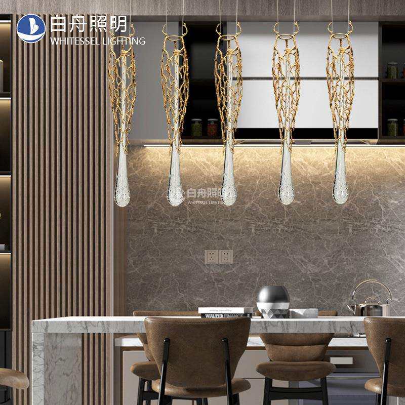 设计师水晶后现代卧室床头小吊灯美式复古全铜吧台创意树枝灯