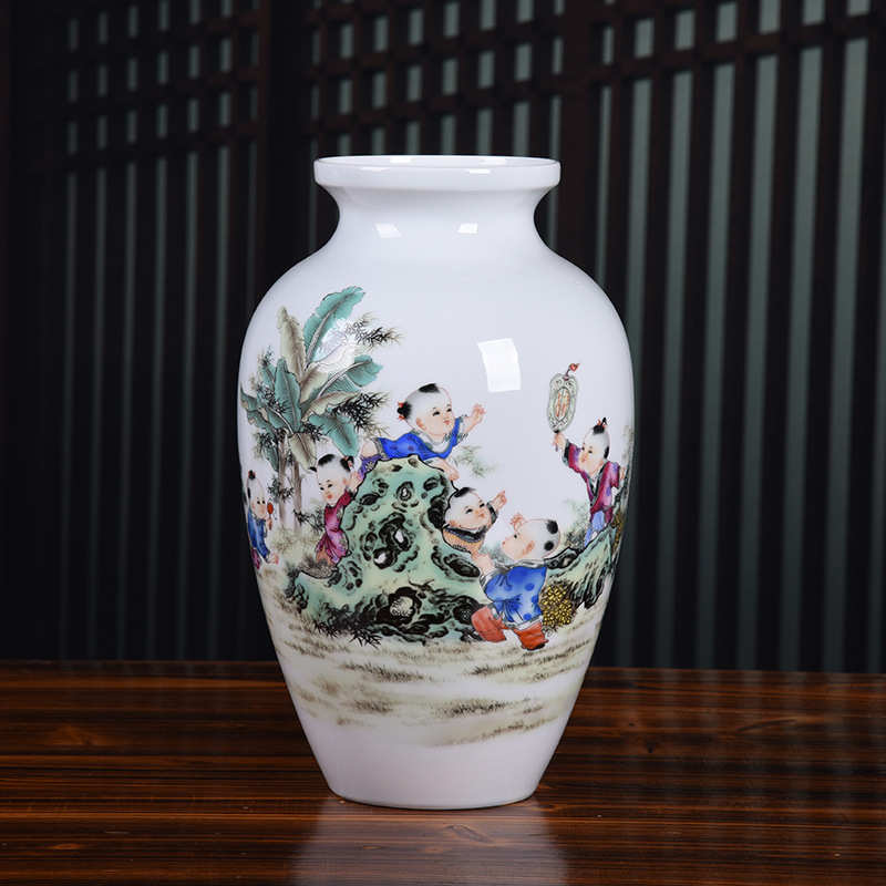 复古陶瓷花瓶摆件釉上彩薄胎山水花鸟花瓶现代创意家居设计装饰品