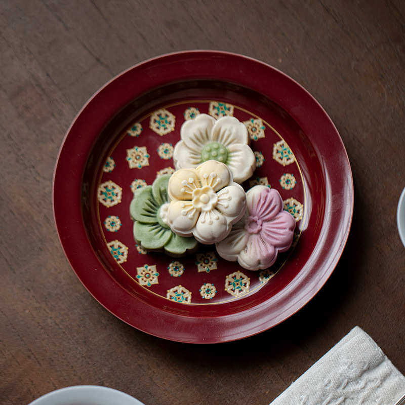 在言肆造豇红复古琵琶纹壶承陶瓷圆形干泡台家用小茶台茶点盘功夫,餐饮具,茶盘,淘宝优惠券,粉丝福利购,淘宝优惠卷