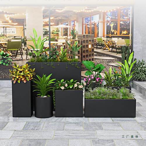 户外不锈钢花箱组合市政庭院餐厅商业街铁艺定 制隔断围栏圆形花