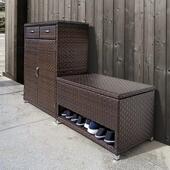 新款 柜家用门口大容量收纳储物柜子防水防晒藤编置物柜 户外阳台鞋