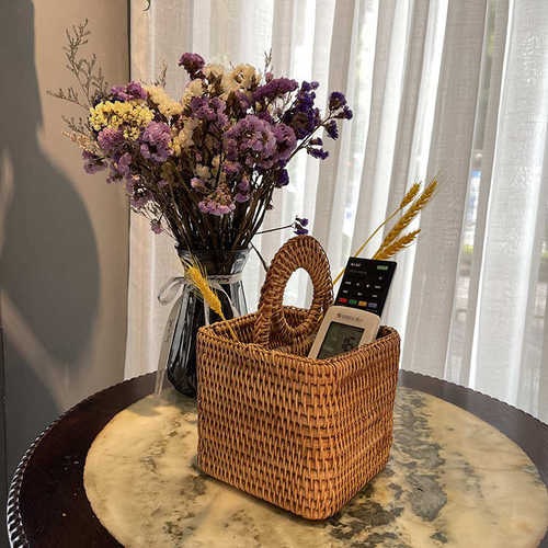 茶道配件收纳筐化妆刷眉笔收纳笔筒带分格桌面收纳盒遥控器收纳盒