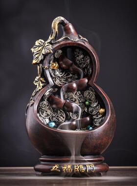 倒流香粒艾草檀香除臭去味香薰家用室内树脂五福临门高山香炉送礼