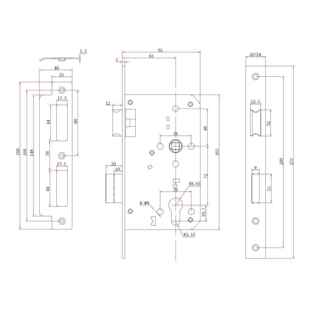锁体维锁7265体N81曼250修725F5不锈钢锁体 替代霍防火门