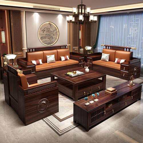 新中式乌金木全实木沙发组合简约大户型家用客厅轻奢高端别墅家具