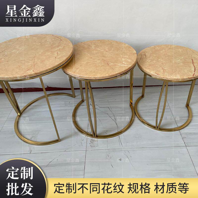 轻奢不锈钢茶几大理石边几适合客厅书房办公茶桌多功能大理石茶几
