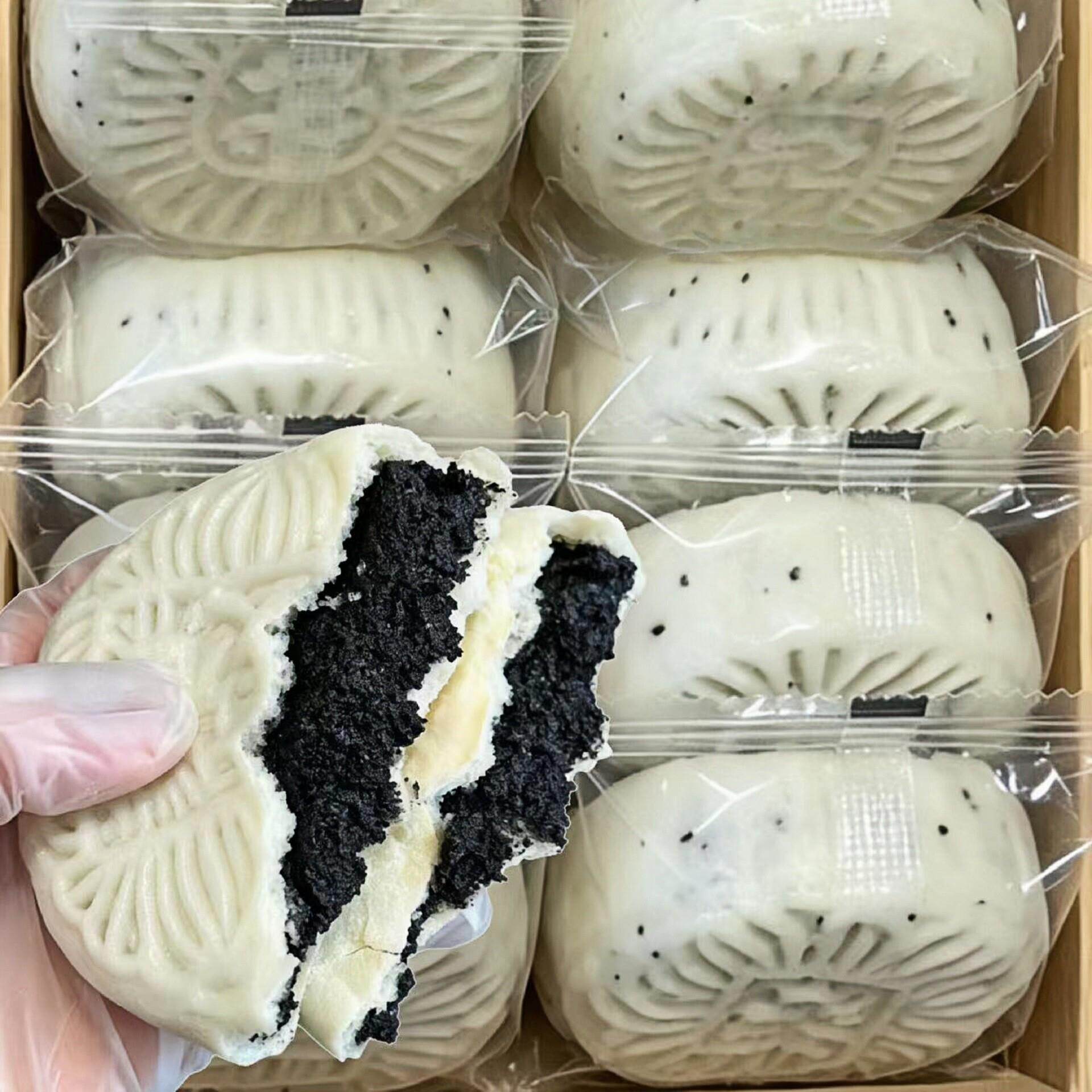 *黑芝麻饼纸皮黑芝麻饼手工薄皮黑芝麻馅饼黑芝麻馒头早餐加热即