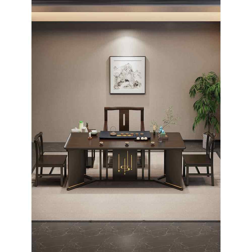 实木茶桌椅组合功夫干泡台现代办公室泡茶1米8橡木新中式大板茶台