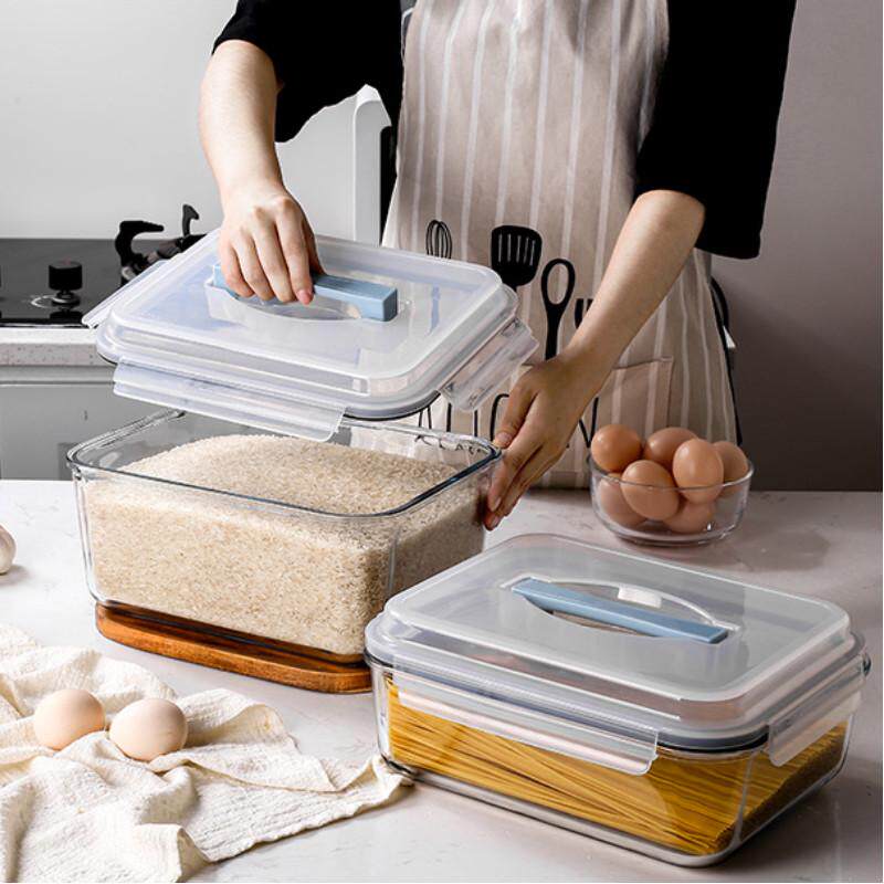 批发长方形玻璃盒密封带盖冰箱冷冻食品盒大容量厨房收纳盒保鲜盒