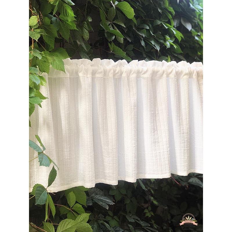 不透人泡泡纱美式法式北欧隔断遮挡浴室门帘半帘短帘魔术贴免打孔