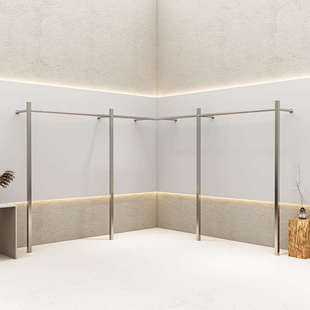 服装店落地壁挂式展示陈列货架上墙不锈钢衣架服装架落地收纳