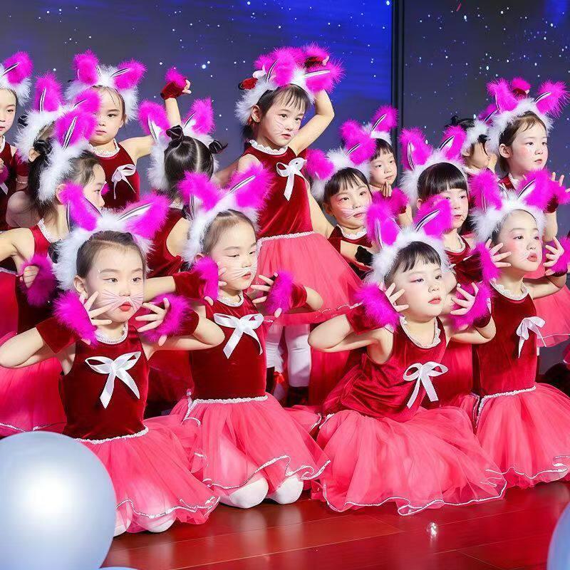 新款儿童可爱小花猫表演服幼儿小猫咪舞蹈服爵士猫演出服蓬蓬纱裙