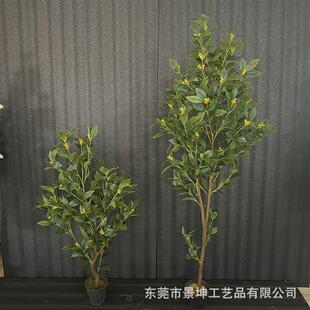 仿真桂花树室内造景塑料盆栽装饰办公室落地摆件庭院景观拍摄道具