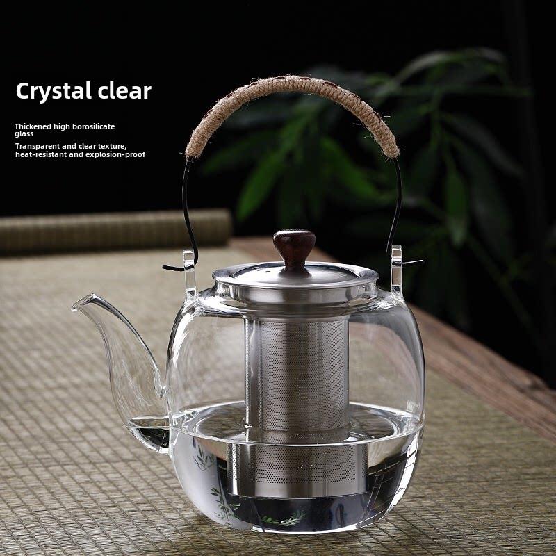 高硼硅玻璃提梁壶茶水壶电陶炉烧水煮茶壶不锈钢过滤泡茶壶茶具