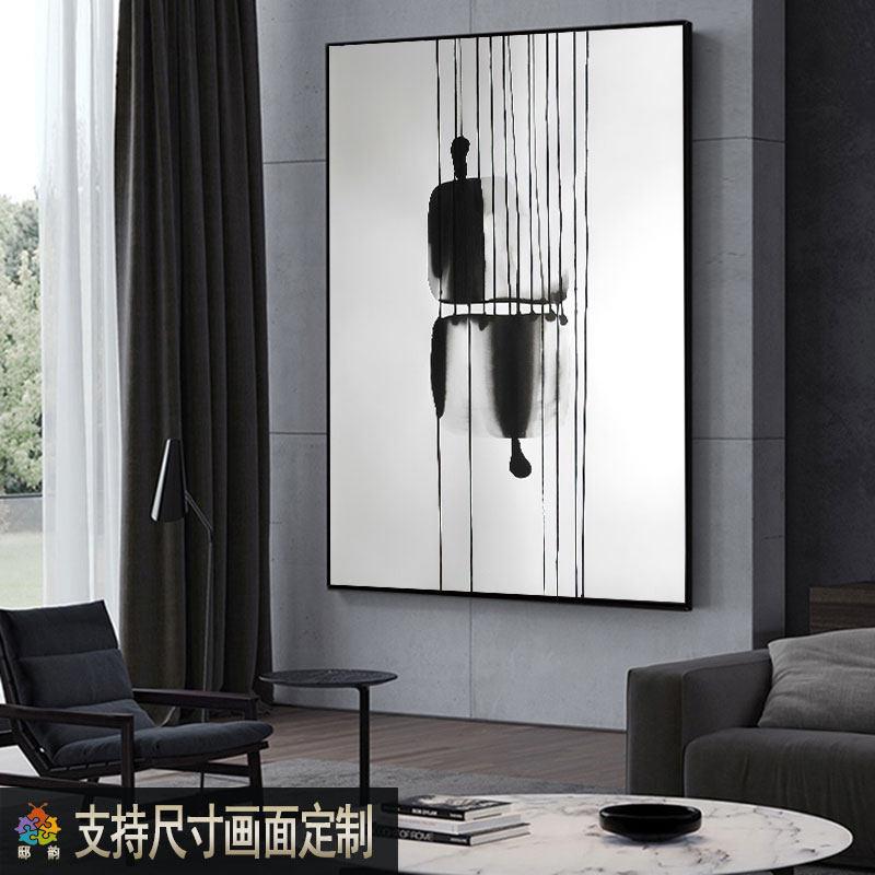 意式极简挂画现代风黑白灰高级感客厅装饰画入户玄关卧室挂画定制图片