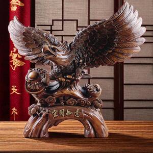 新款上市木纹宏图如意展鸿宏图雄鹰摆件创意办公桌书桌霸气摆件