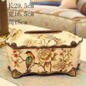 高档美式 餐盒桌抽纸 复古客厅纸巾摆件用创家茶几陶意瓷纸抽盒欧式