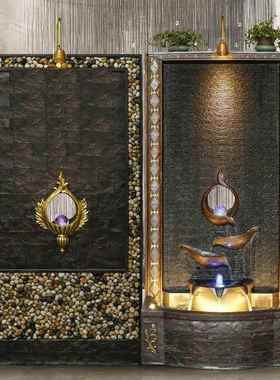 装欧式双司面SYU流水幕墙家居客厅饰酒店落地摆件公大景观屏型风