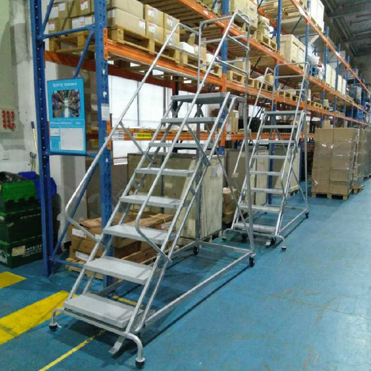 ETU易梯优厂家直销手推登高车钢制登高车移动登高梯取货梯