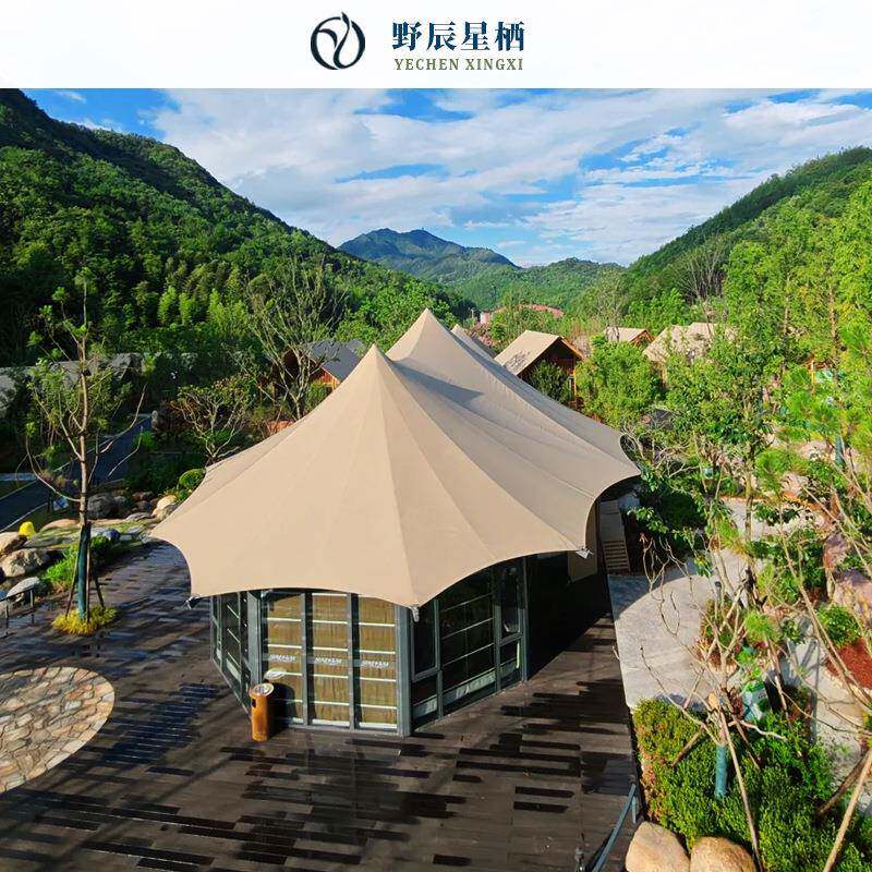 户外大型营地双峰帐篷景区文旅高端豪华野奢帐篷华六边形酒店帐蓬