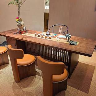 2025新款高端黑胡桃木茶桌客厅接待桌新中式实木家用泡茶台茶室