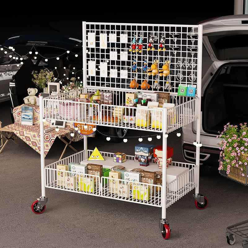 摆摊小推车寿司可折叠夜市摊地摊出用手推移动货架便携无品牌/小