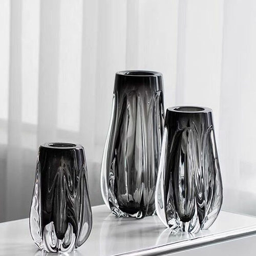 北欧现代简约玻璃花瓶摆件餐桌电视柜客厅玄关轻奢琉璃插花花器