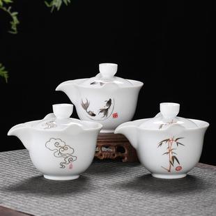 单壶可定logo 德化陶瓷大号手抓茶壶创意功夫茶具泡茶盖碗家用中式