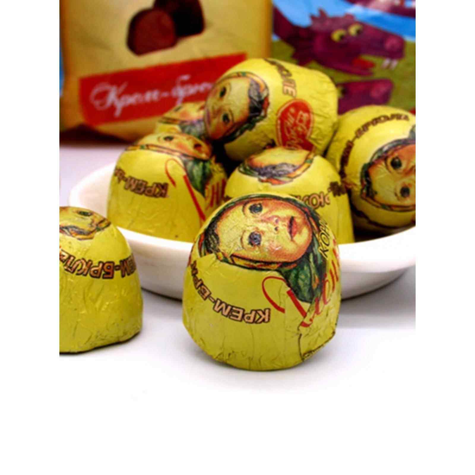 进口俄罗斯半球巧克力糖果大头娃娃焦糖布丁特产零食可可250g包邮