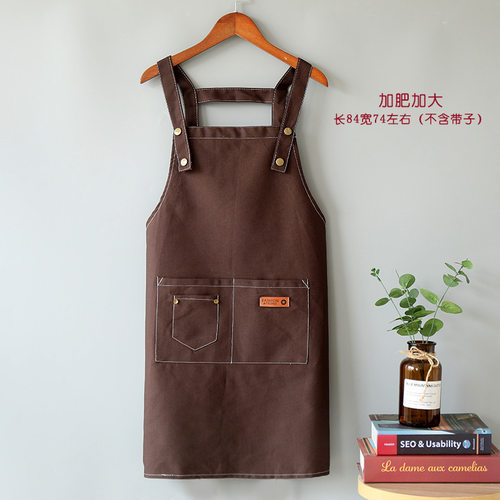 时尚帆布围裙定制LOGO印字工作服女奶茶便利店防尘防油围腰2024潮
